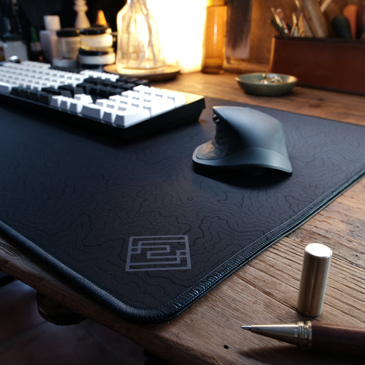 Kayzen Lab Terra Desk Mat - Black Topographic Edition (900x400 mm)