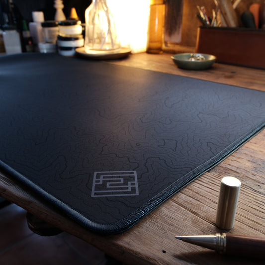 Kayzen Lab Terra Desk Mat - Black Topographic Edition (900x400 mm)