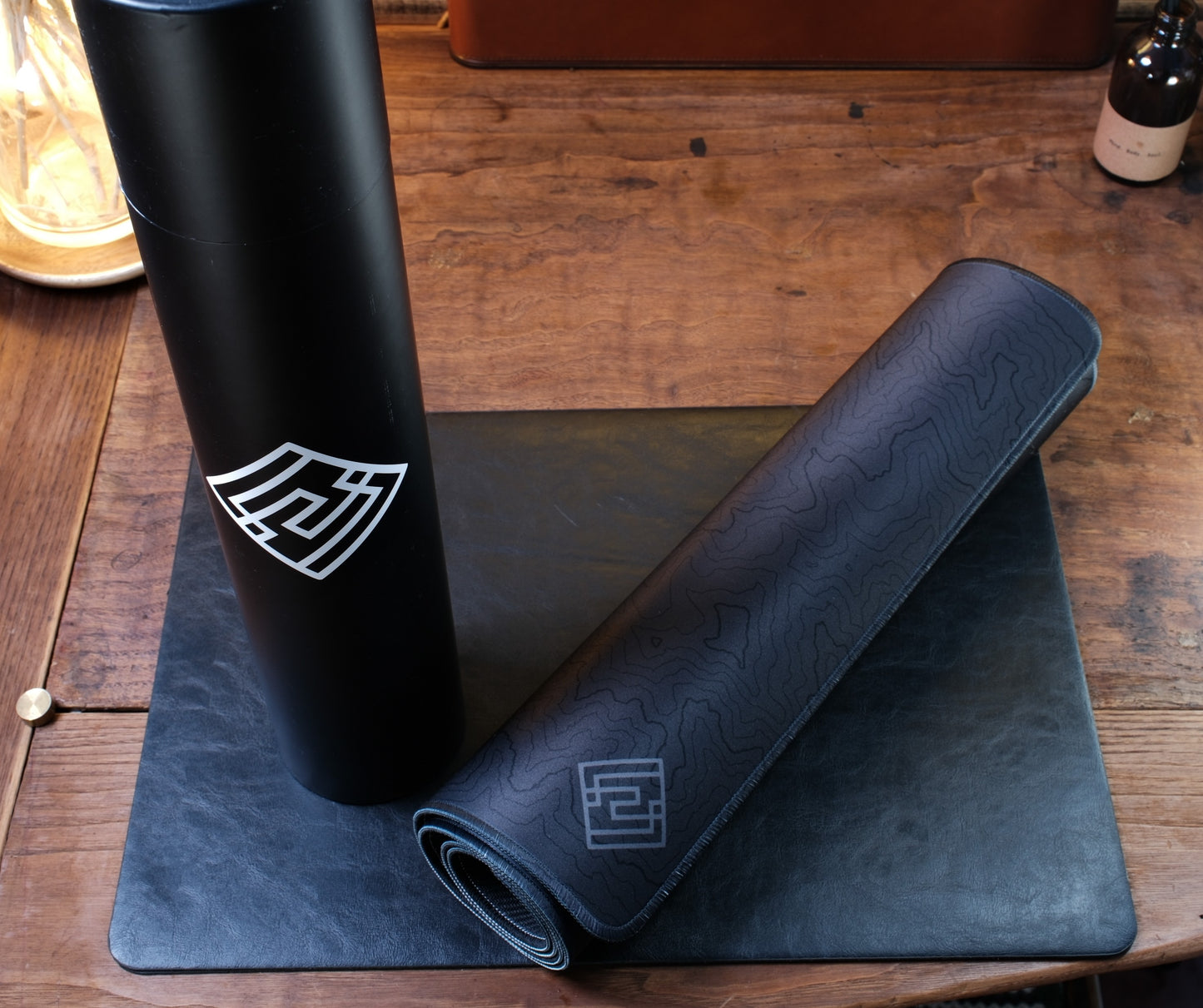 Kayzen Lab Terra Desk Mat - Black Topographic Edition (900x400 mm)